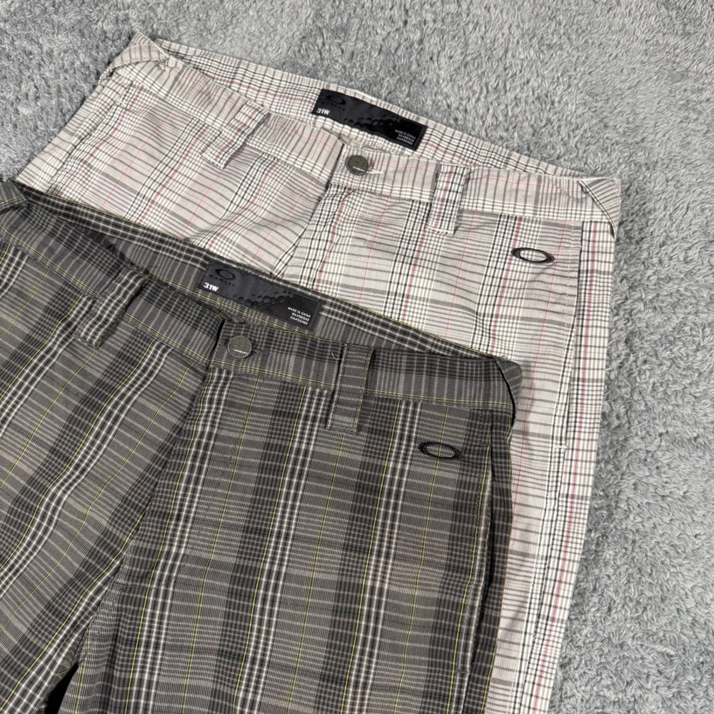 Lot of 2 Oakley Performance Plaid Golf Pants Multicolor Stretch Chino Size‎ 31